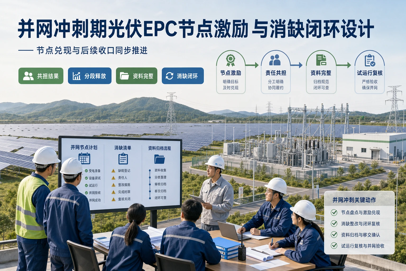 并网冲刺期光伏EPC节点激励与消缺闭环设计