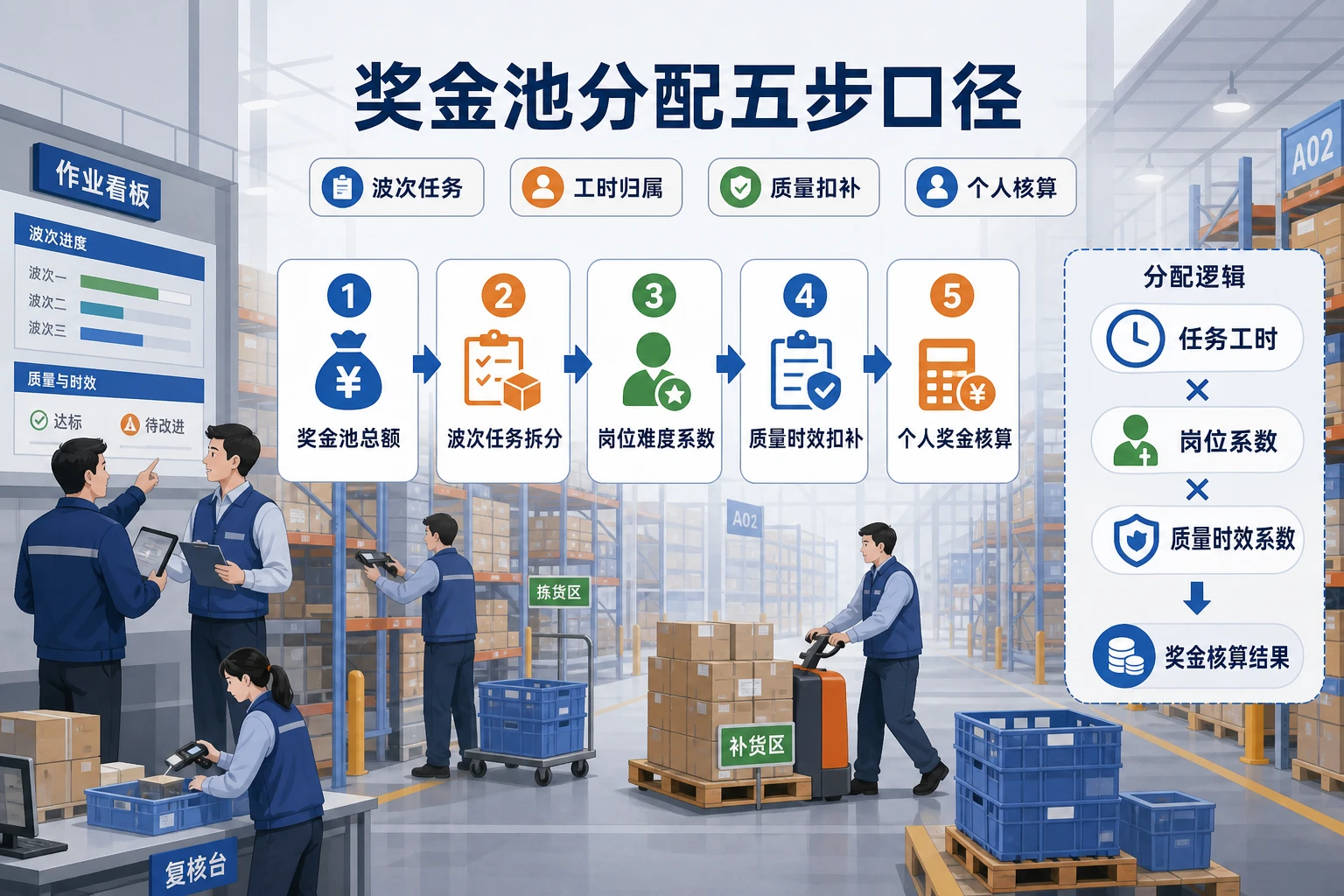仓内波次作业奖金池分配与临时用工联动机制设计