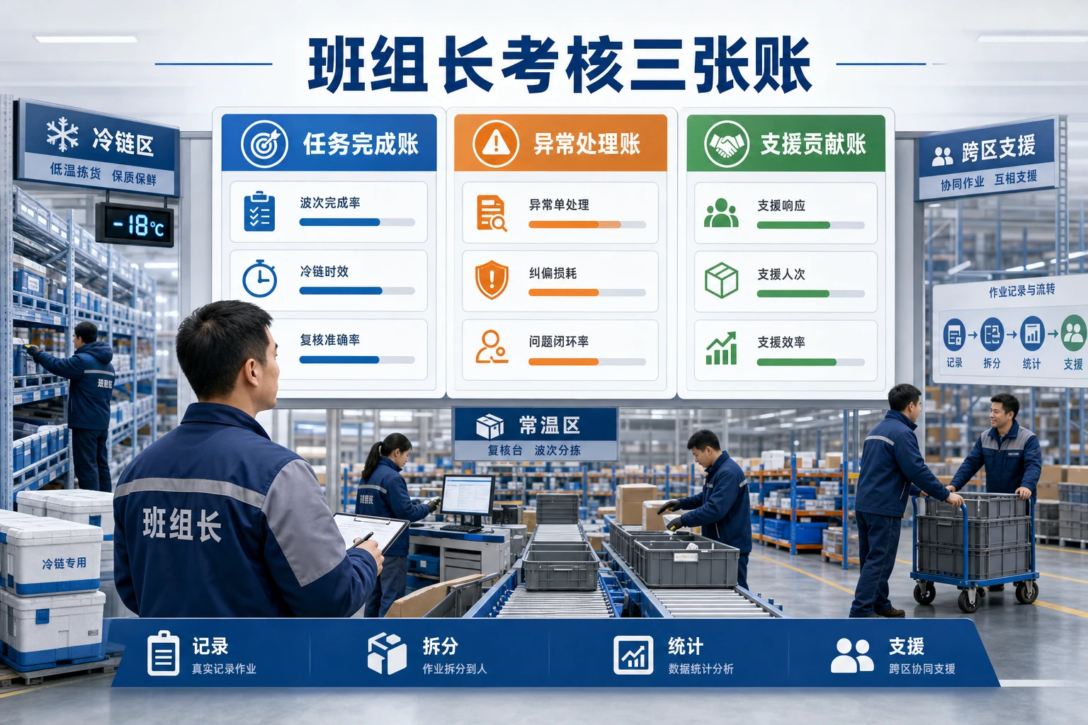 多温区仓波次并行下班组考核与奖金池归属设计