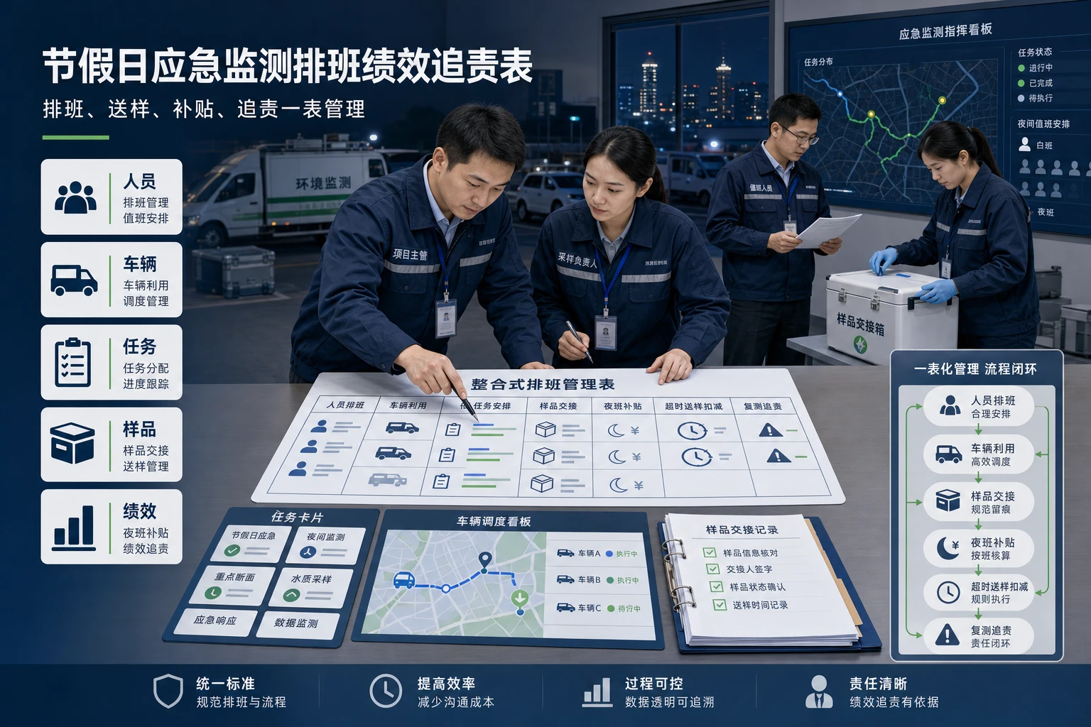 2026年节假日应急监测排班绩效追责表模板设计
