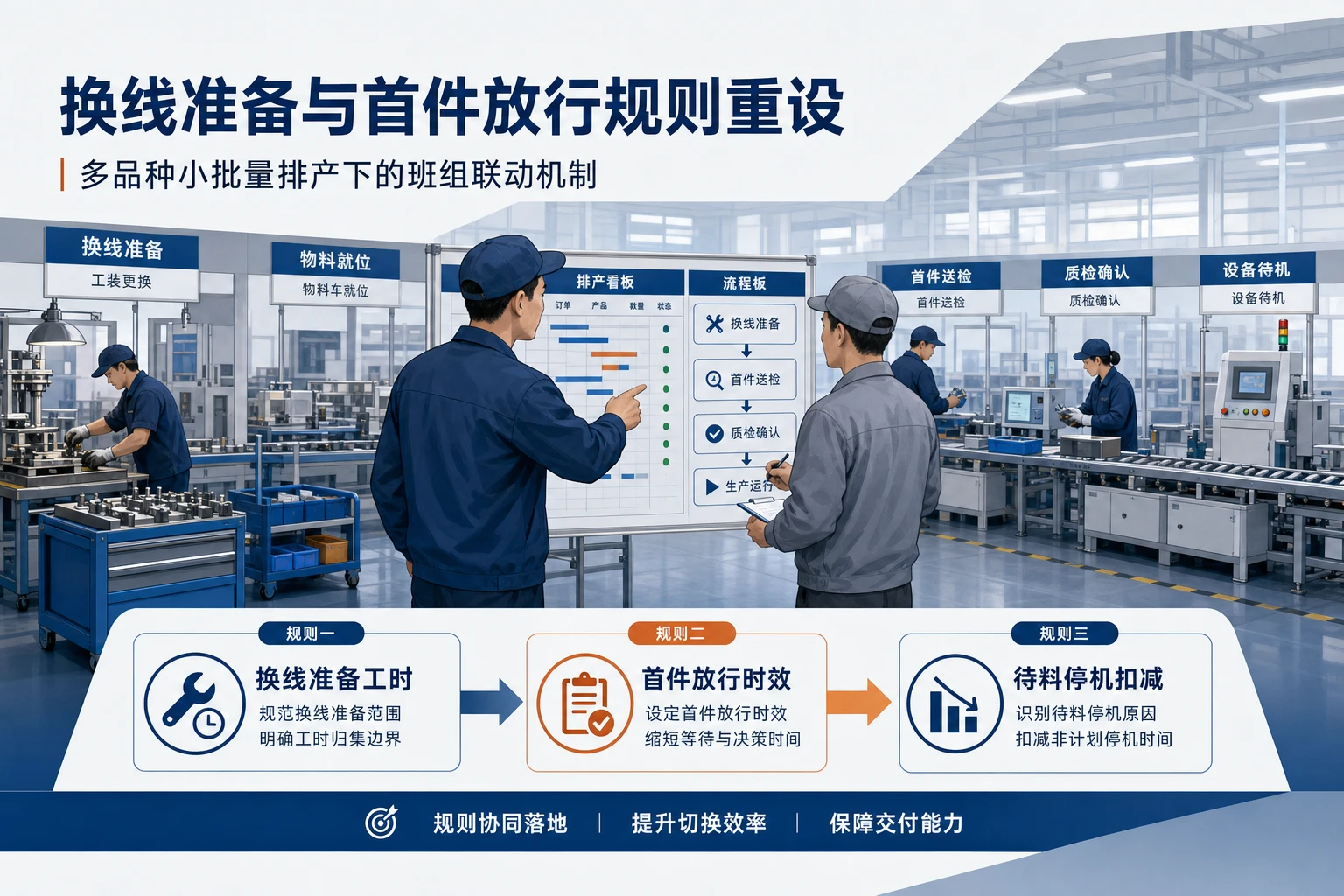 多品种小批量排产下换线准备与首件放行规则重设