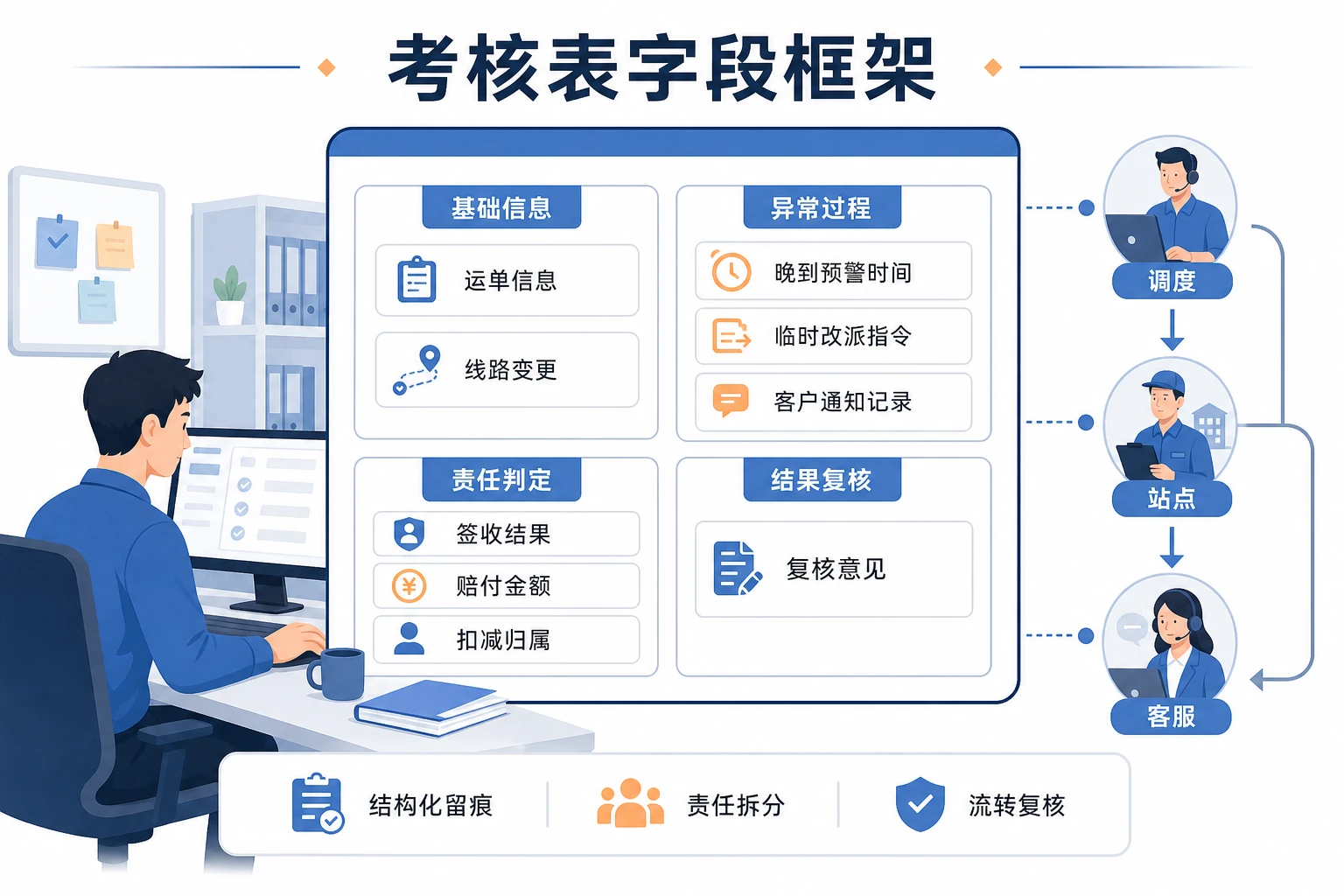 省际改线频繁下站点运营考核表模板与责任记录