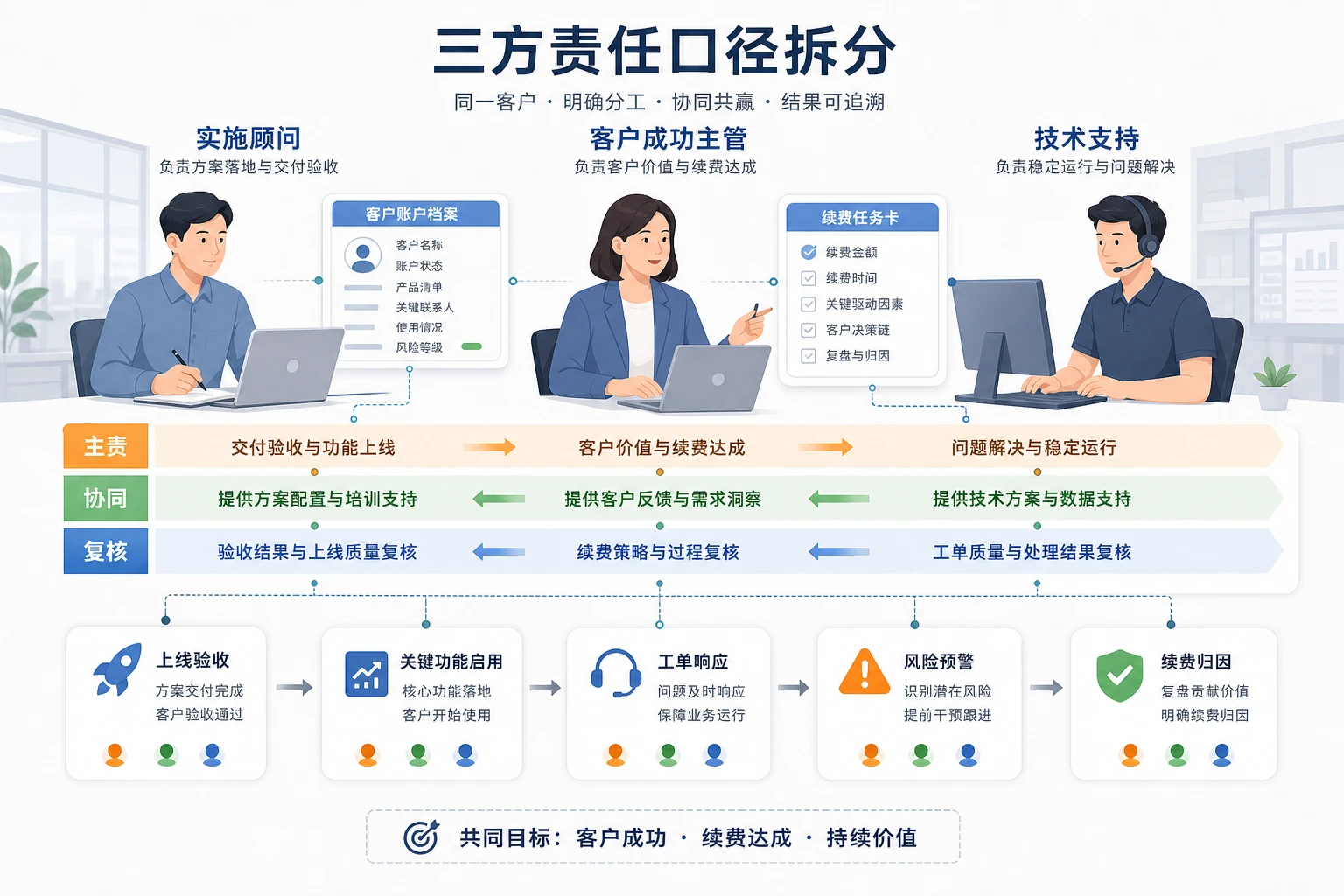 2026年季度续费前客户成功主管考核表模板与归因设计