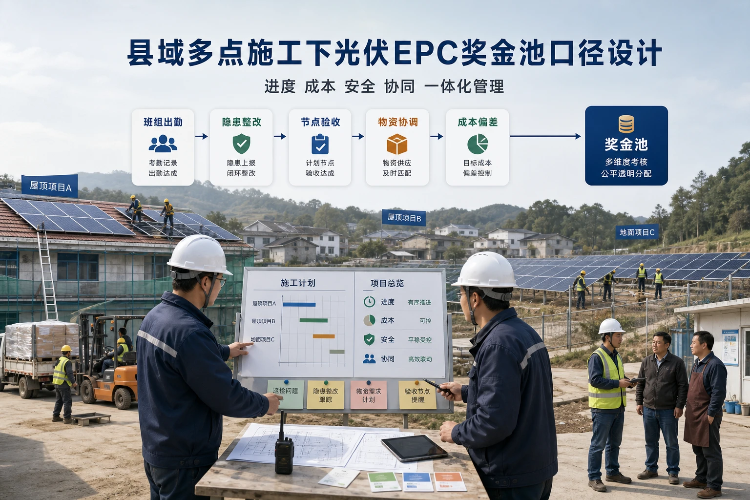 2026年县域多点施工下光伏EPC奖金池口径设计