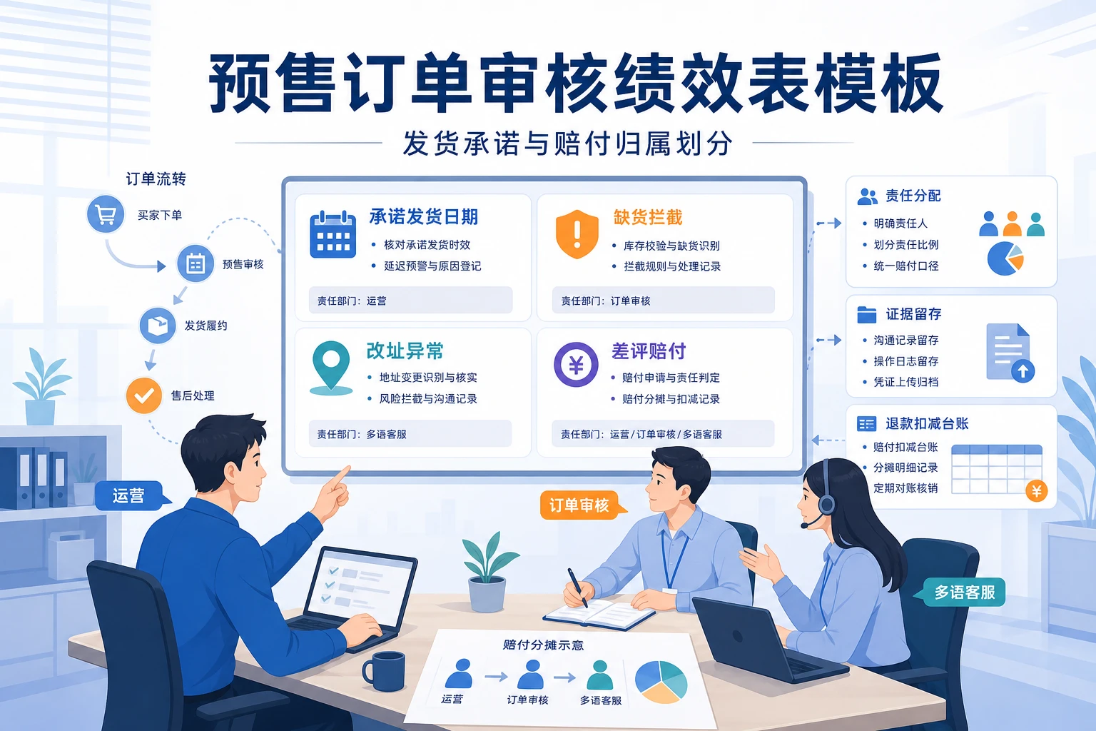 预售订单审核绩效表模板：发货承诺与赔付归属划分（2026年版）