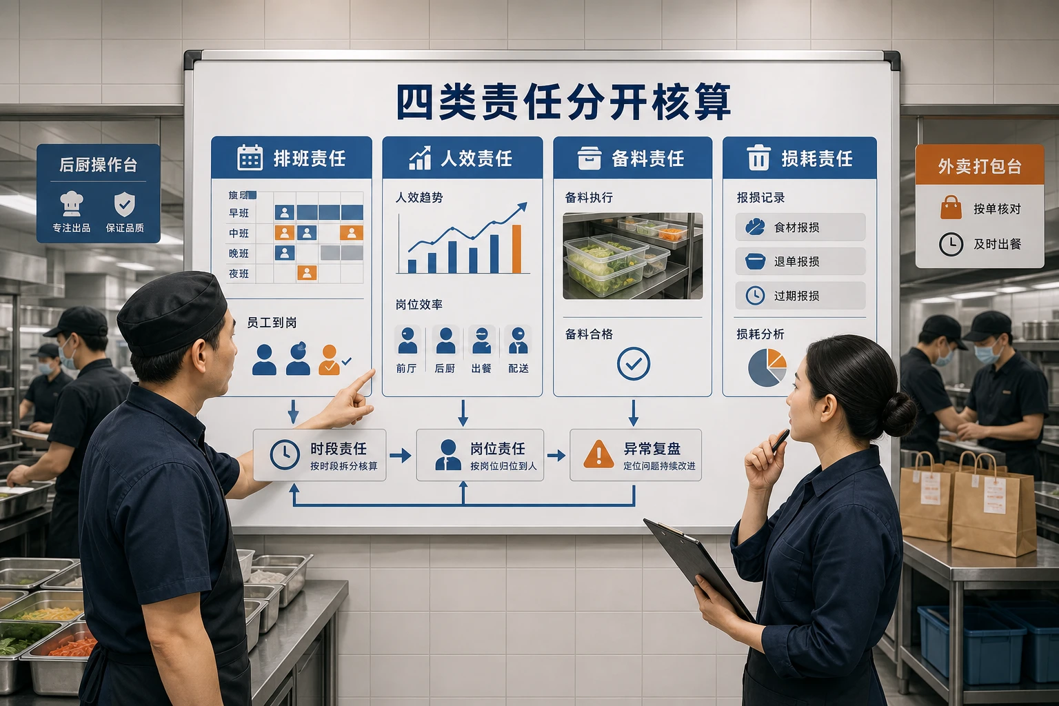 连锁门店早餐外卖双峰叠加下备料排班责任划分