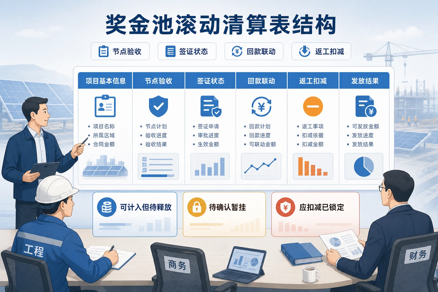 光伏EPC奖金清算表模板：节点签证与返工扣减口径（2026年版）