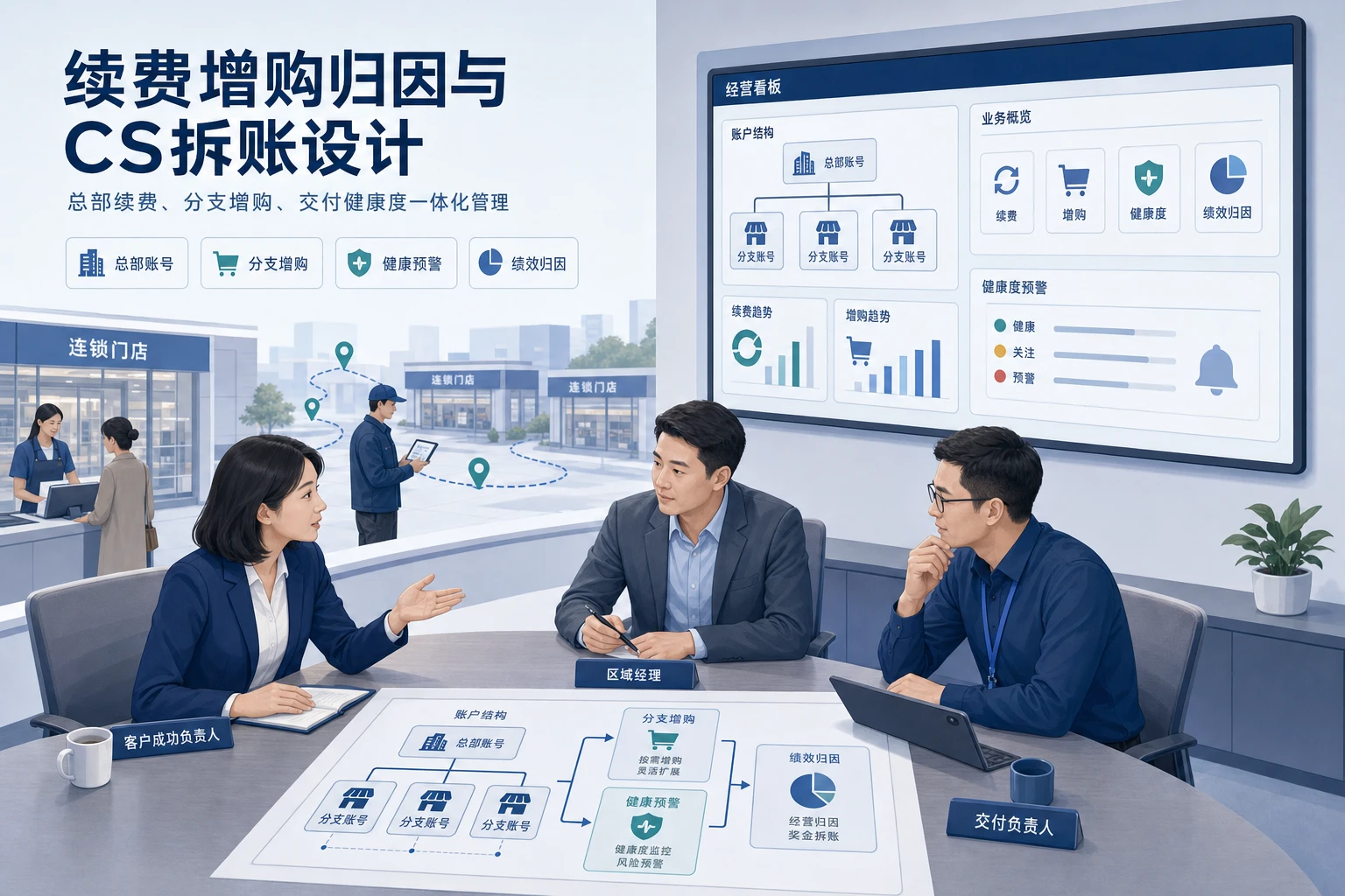 2026年集团客户分子账号并行采购后的续费增购归因与CS拆账设计