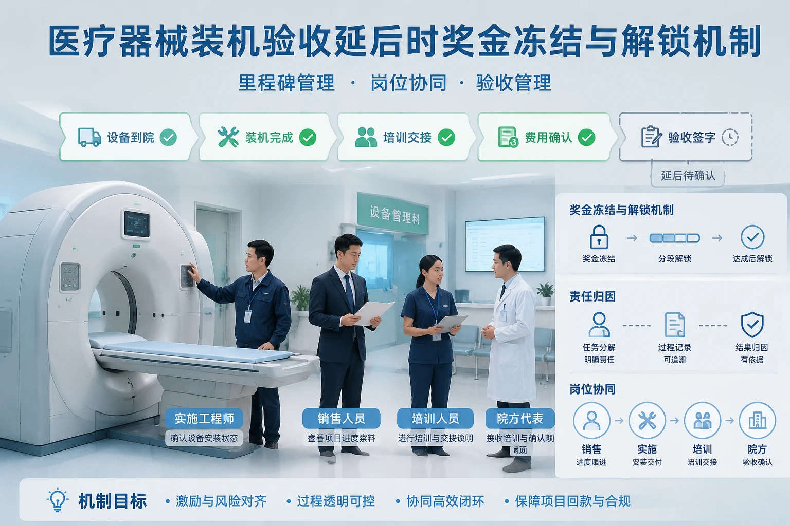 医疗器械装机验收延后时奖金冻结与解锁机制设计（2026年版）