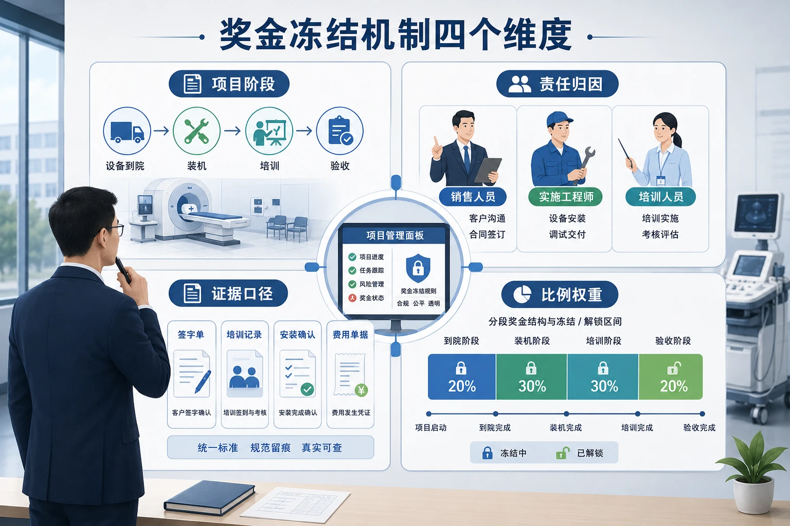医疗器械装机验收延后时奖金冻结与解锁机制设计（2026年版）