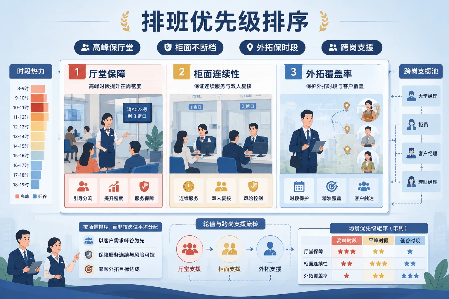农商行旺季网点排班优先级与岗位编制重算指南(2026年版)
