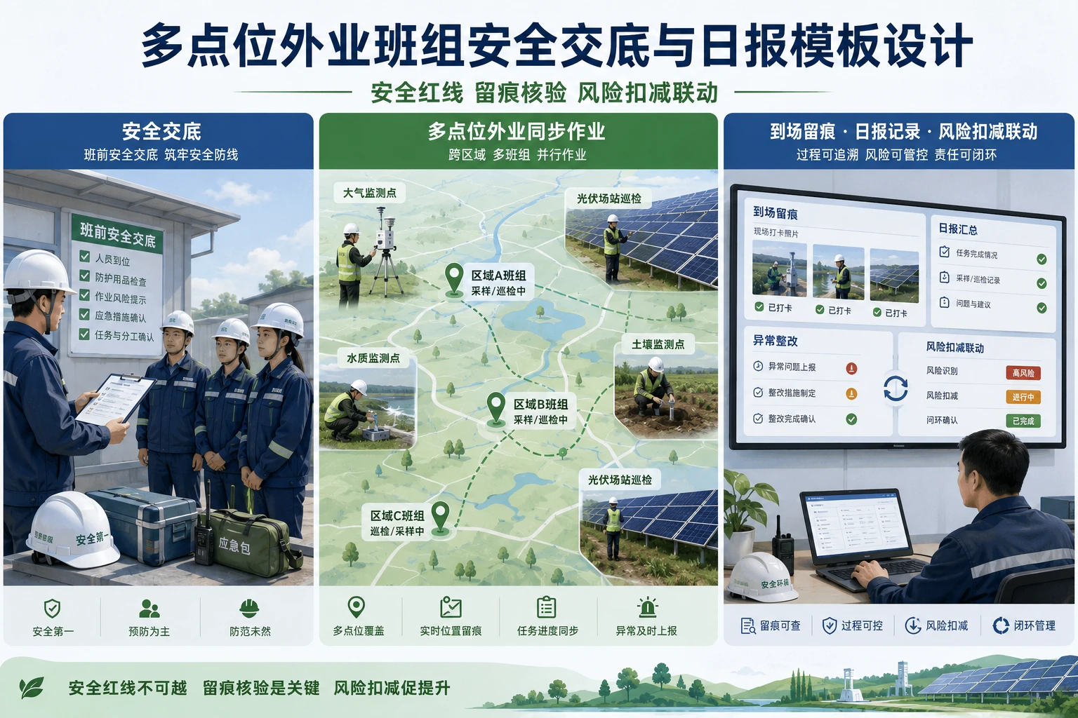2026年多点位外业班组安全交底确认单与日报模板设计