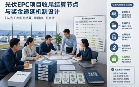 光伏EPC项目收尾管理：结算推进节点、资料补齐与奖金递延设计
