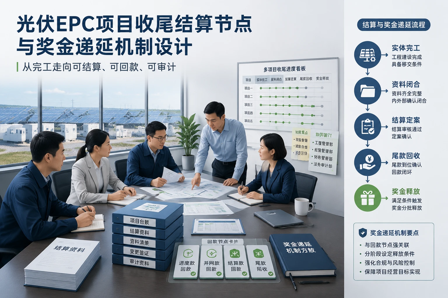 光伏EPC项目收尾结算节点与奖金递延机制设计
