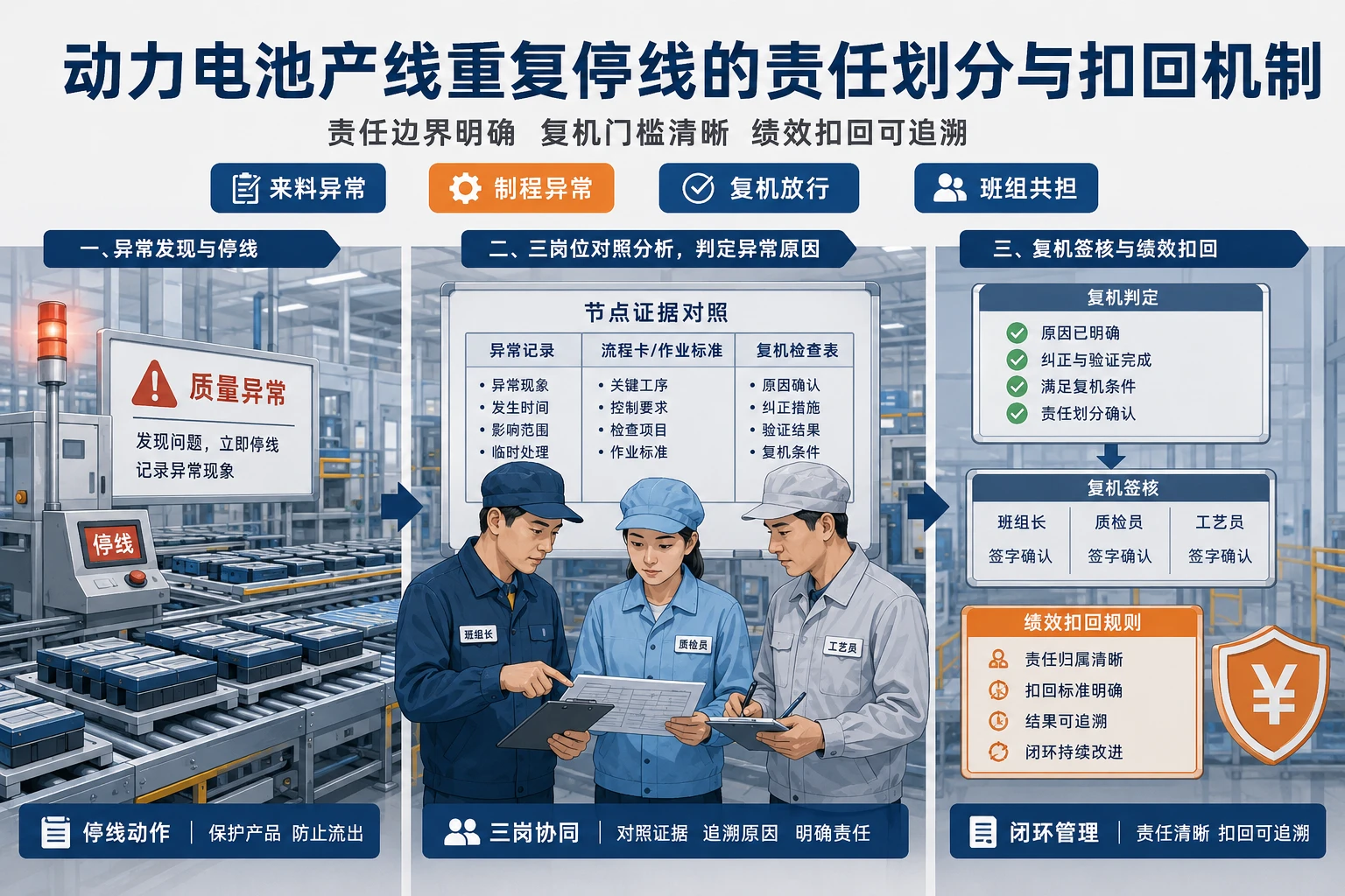 2026年动力电池产线重复停线的责任划分与扣回机制设计