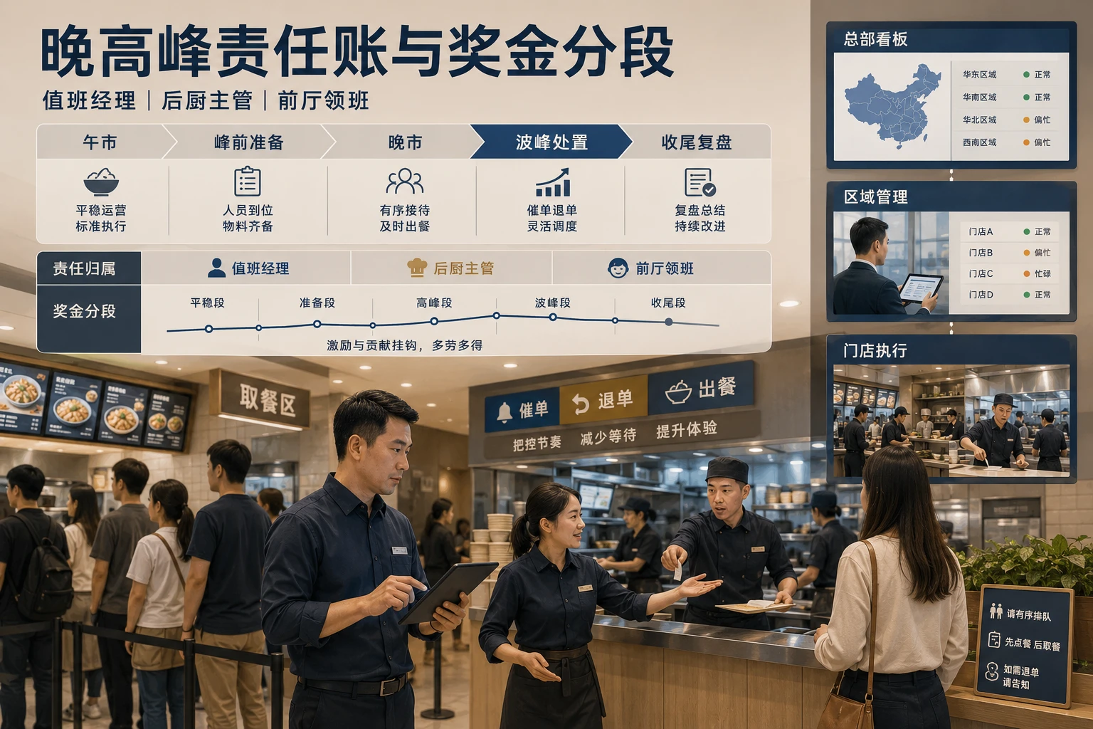 连锁餐饮晚高峰责任账与营业奖金分段机制设计