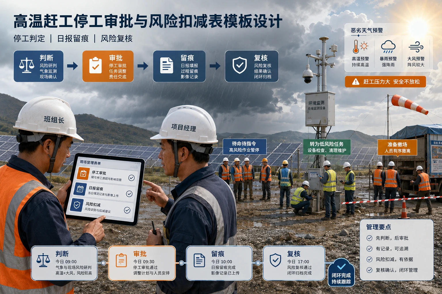 高温赶工停工审批与风险扣减表模板设计（2026年版）
