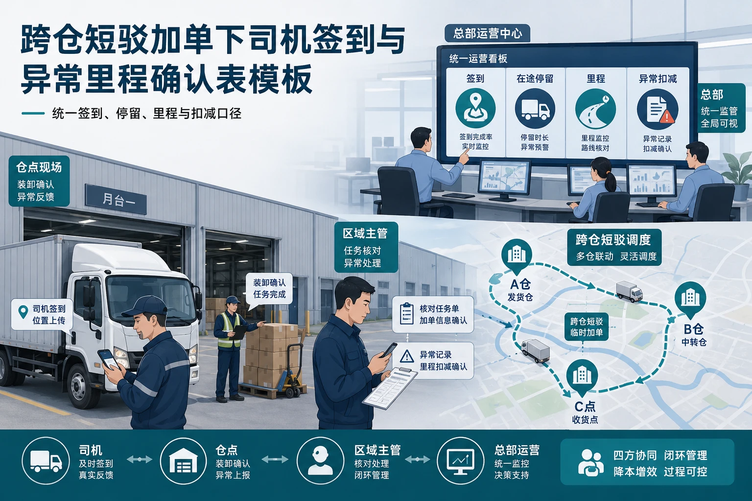 跨仓短驳加单下司机签到与异常里程确认表模板(2026年版)