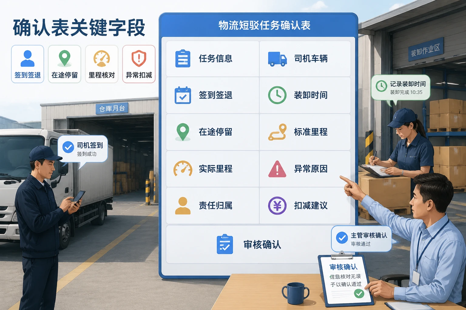 跨仓短驳加单下司机签到与异常里程确认表模板(2026年版)