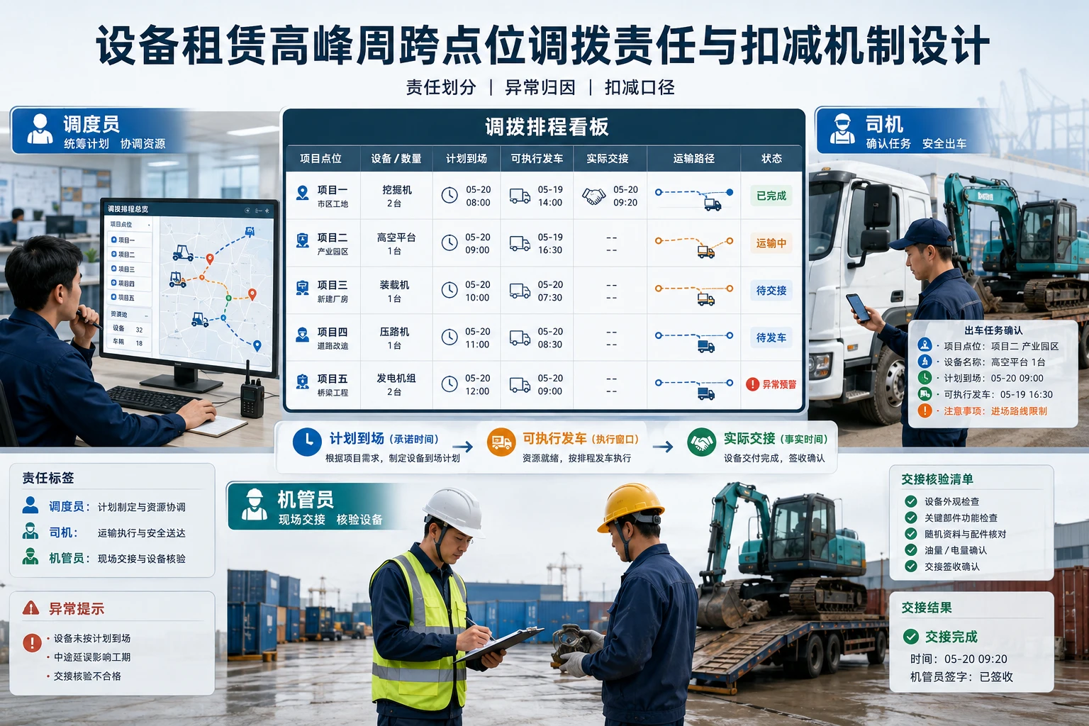 设备租赁高峰周跨点位调拨责任与扣减机制设计