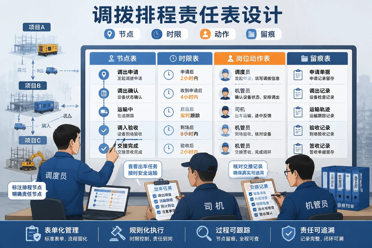 设备租赁高峰周跨点位调拨责任与扣减机制设计