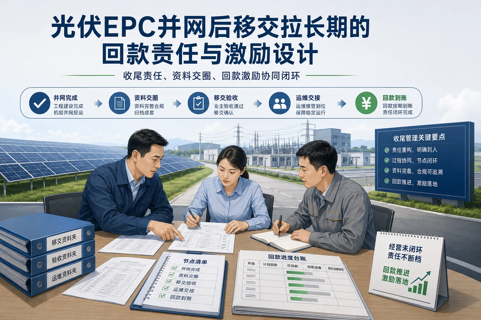 光伏EPC并网后移交拉长期的回款责任与激励设计