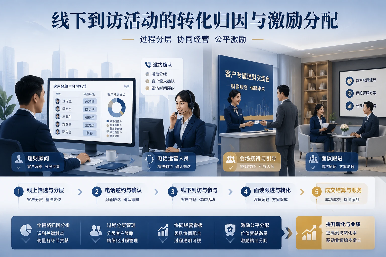 证券保险线下到访活动的转化归因与激励分配框架