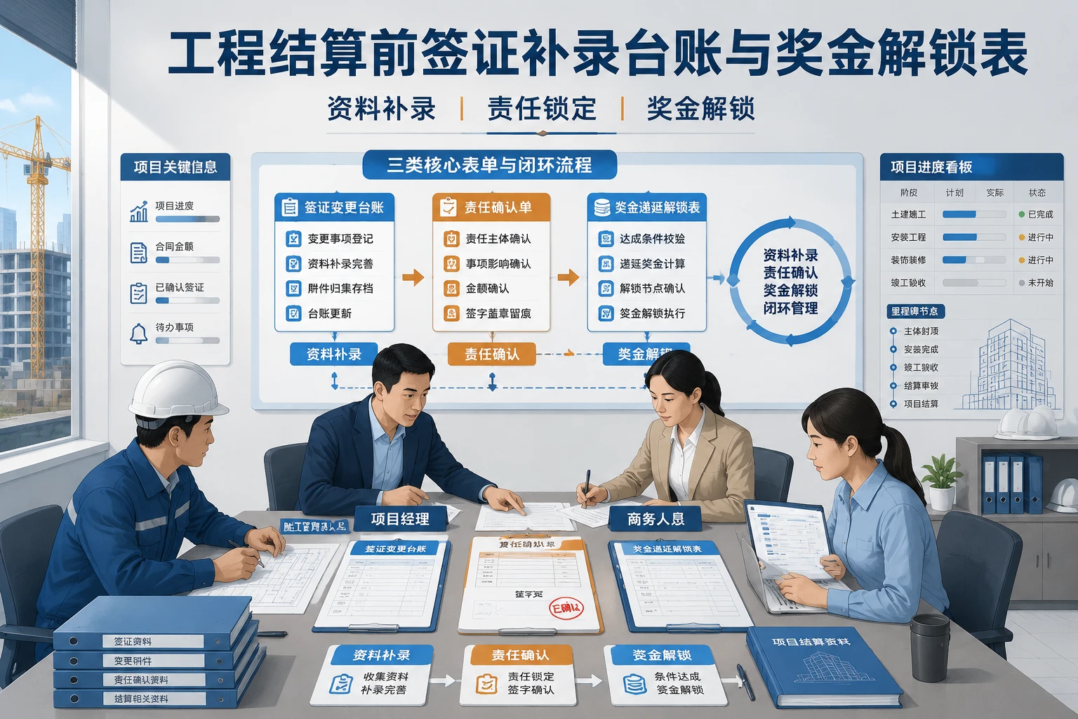 工程结算前签证补录台账与奖金解锁表模板（2026年版）