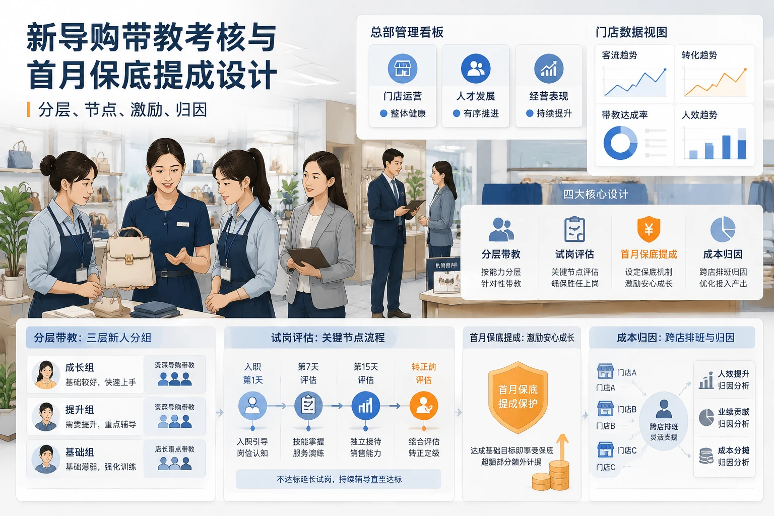 2026年连锁门店新导购带教考核与首月保底提成设计