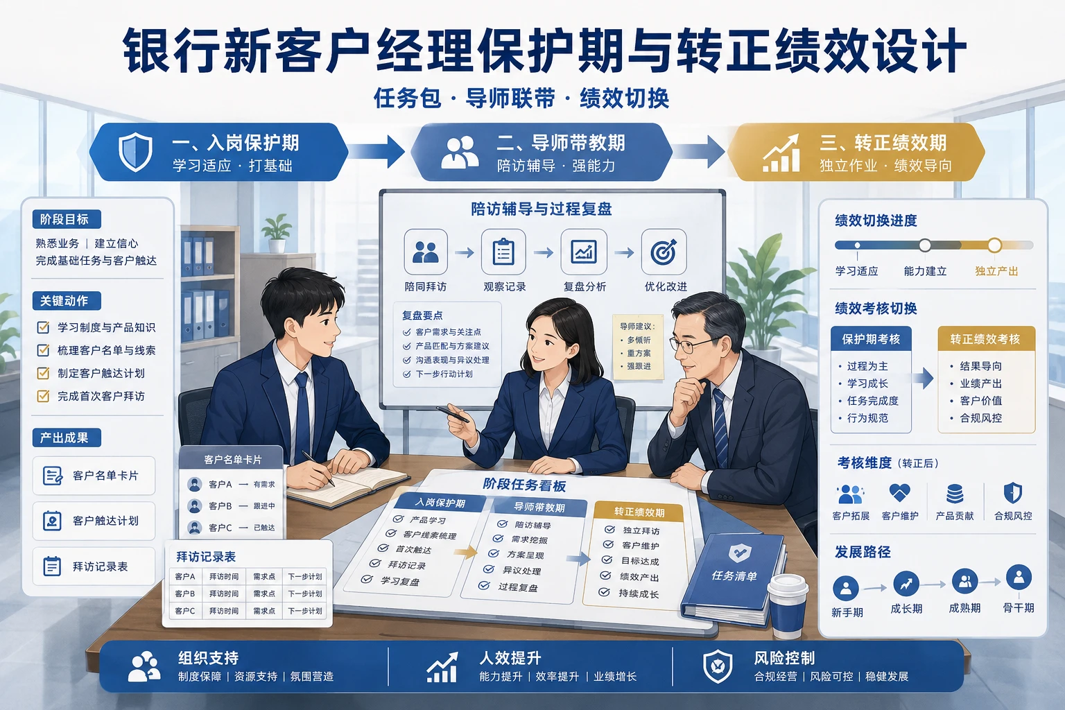 银行新客户经理保护期任务与转正绩效切换机制设计