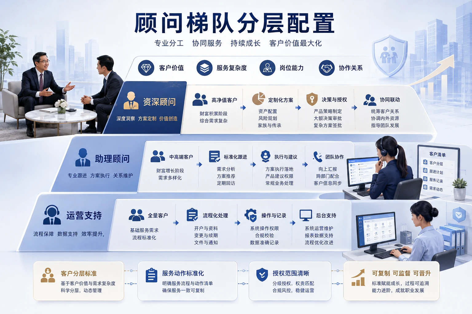 证券保险客户分层经营中的顾问梯队与迁移机制设计