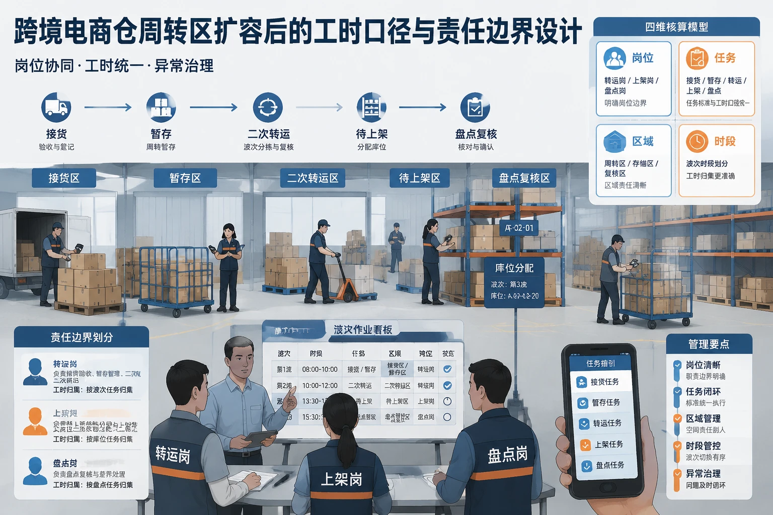 跨境电商仓周转区扩容后的工时口径与责任边界设计