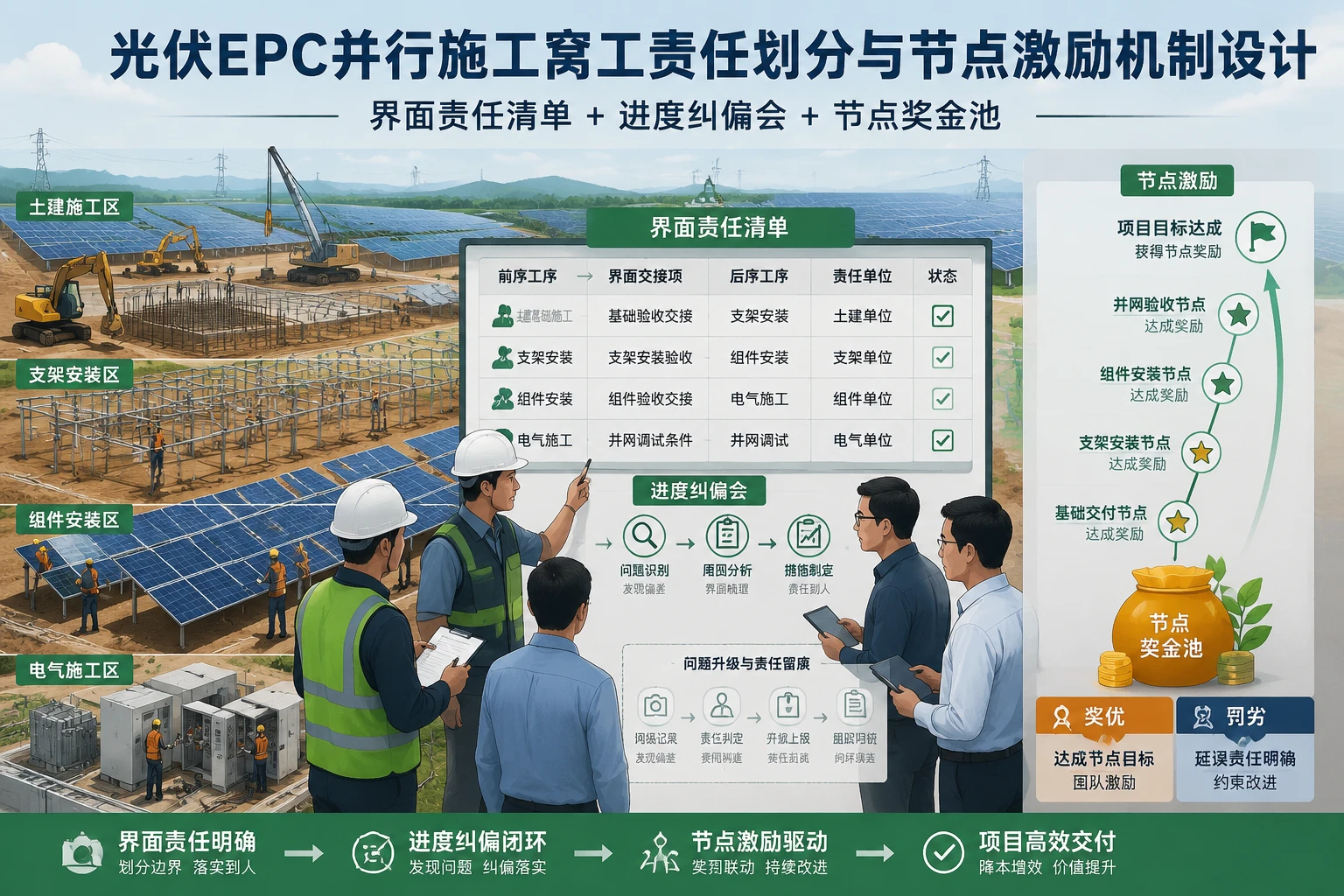 光伏EPC并行施工窝工责任划分与节点激励机制设计(2026年版)
