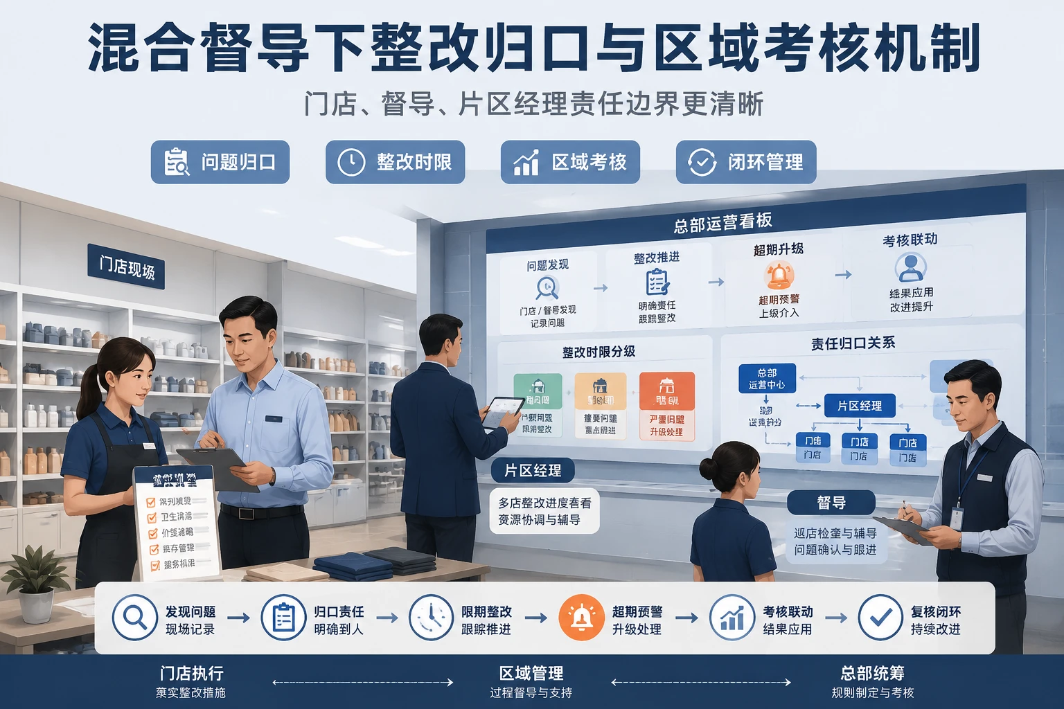 连锁门店混合督导下整改归口与区域考核机制设计（2026年版）