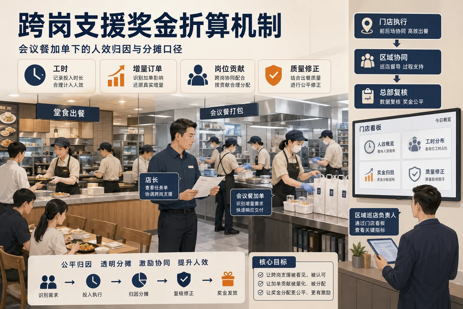 团餐门店会议餐加单下跨岗支援奖金折算机制设计（2026年版）