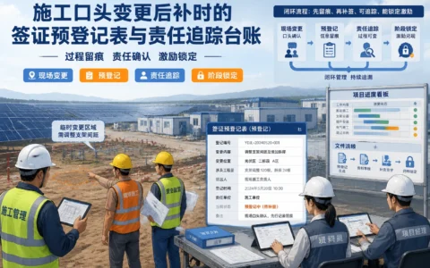 签证预登记表与责任追踪台账模板：施工口头变更后补的留痕与锁定方法