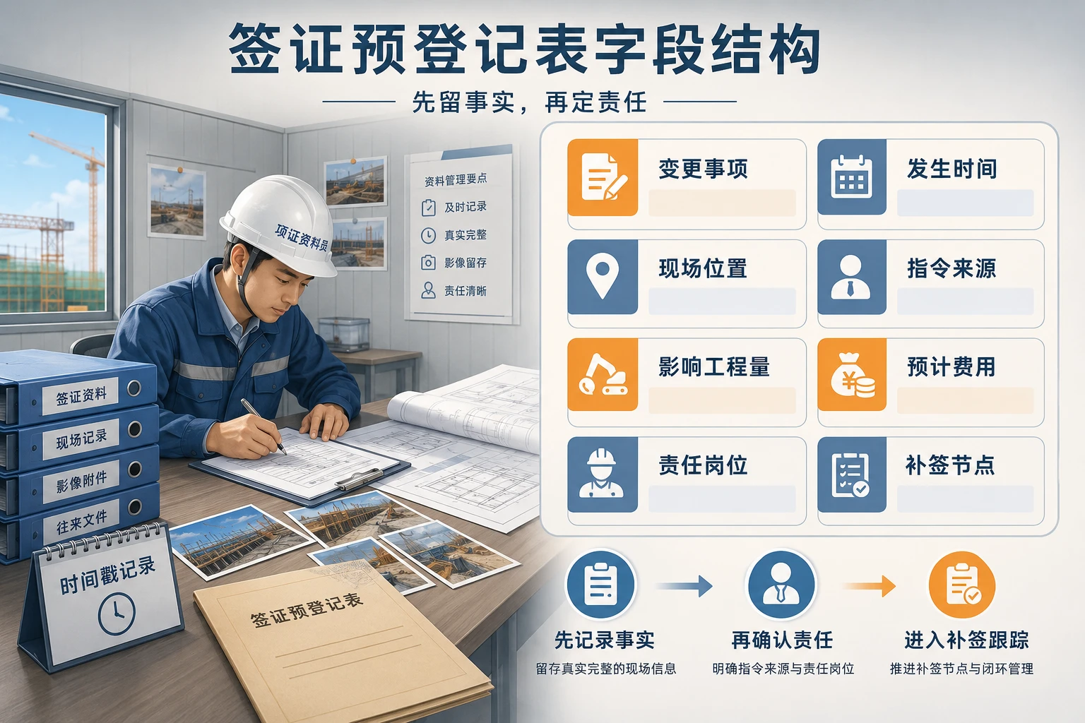 施工口头变更后补时的签证预登记表与责任追踪台账模板