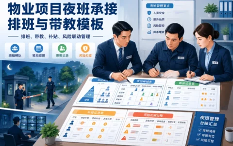 物业项目夜班承接困难排班表模板：班组梯队、带教记录与风险扣减联动