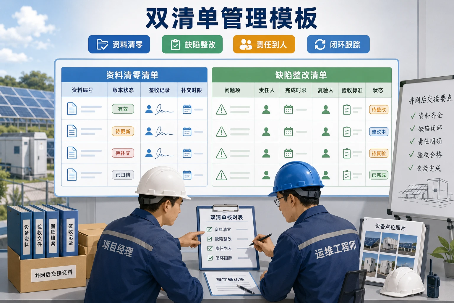 2026年光伏EPC先交运维后整改的双清单与奖金暂缓模板
