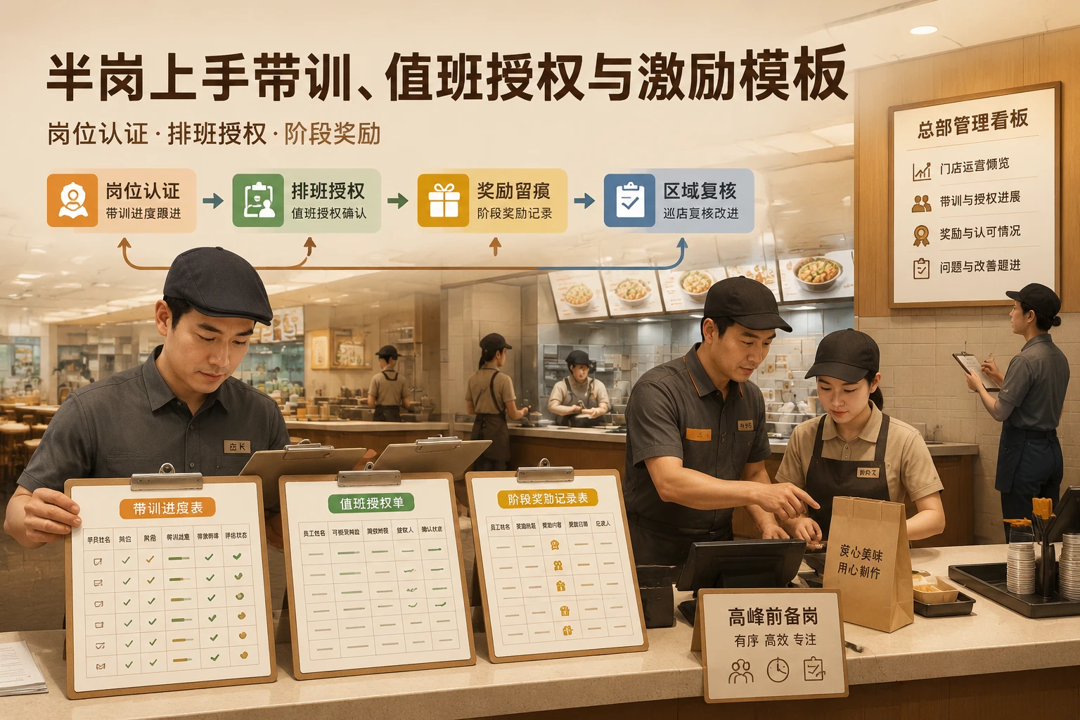 连锁餐饮门店半岗上手带训、值班授权与激励模板（2026年版）