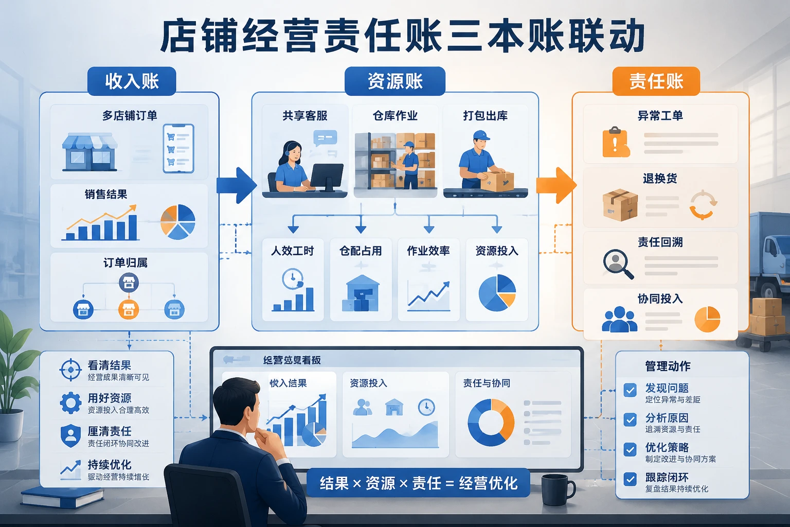 跨境电商多店共仓下的经营责任账与奖金分配机制