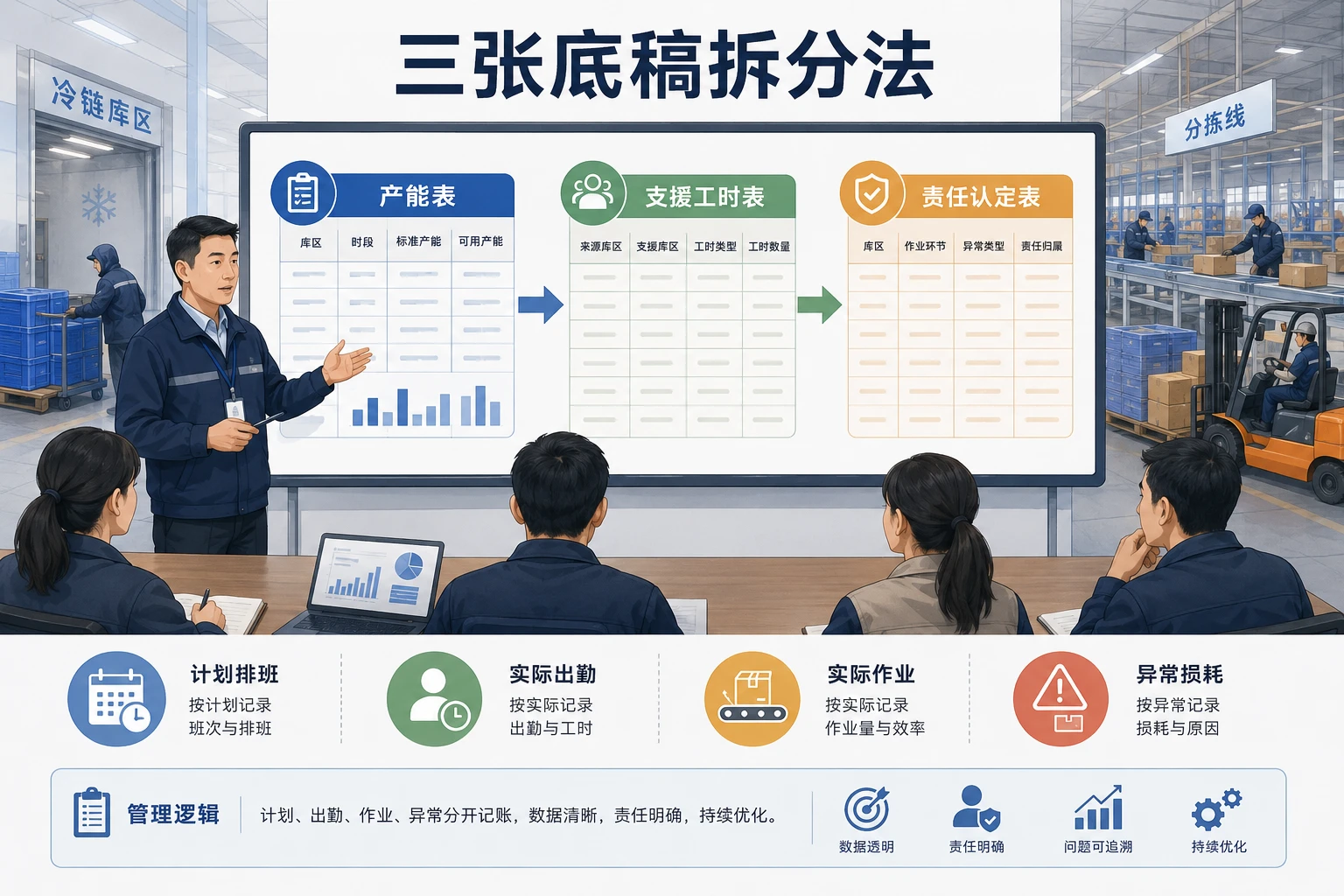 多温层多库区故障迁移下班组产能工时与责任重算机制
