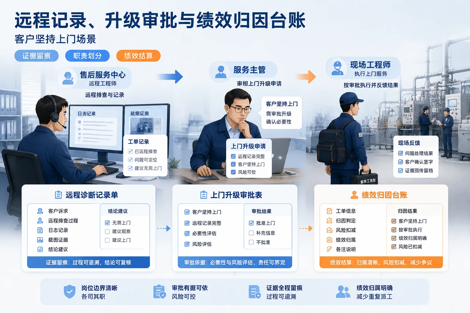 2026年客户坚持上门时的远程记录、升级审批与绩效归因台账