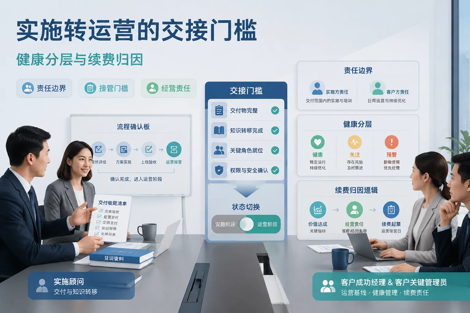 SaaS实施转运营的交接门槛、健康分层与续费归因（2026年版）