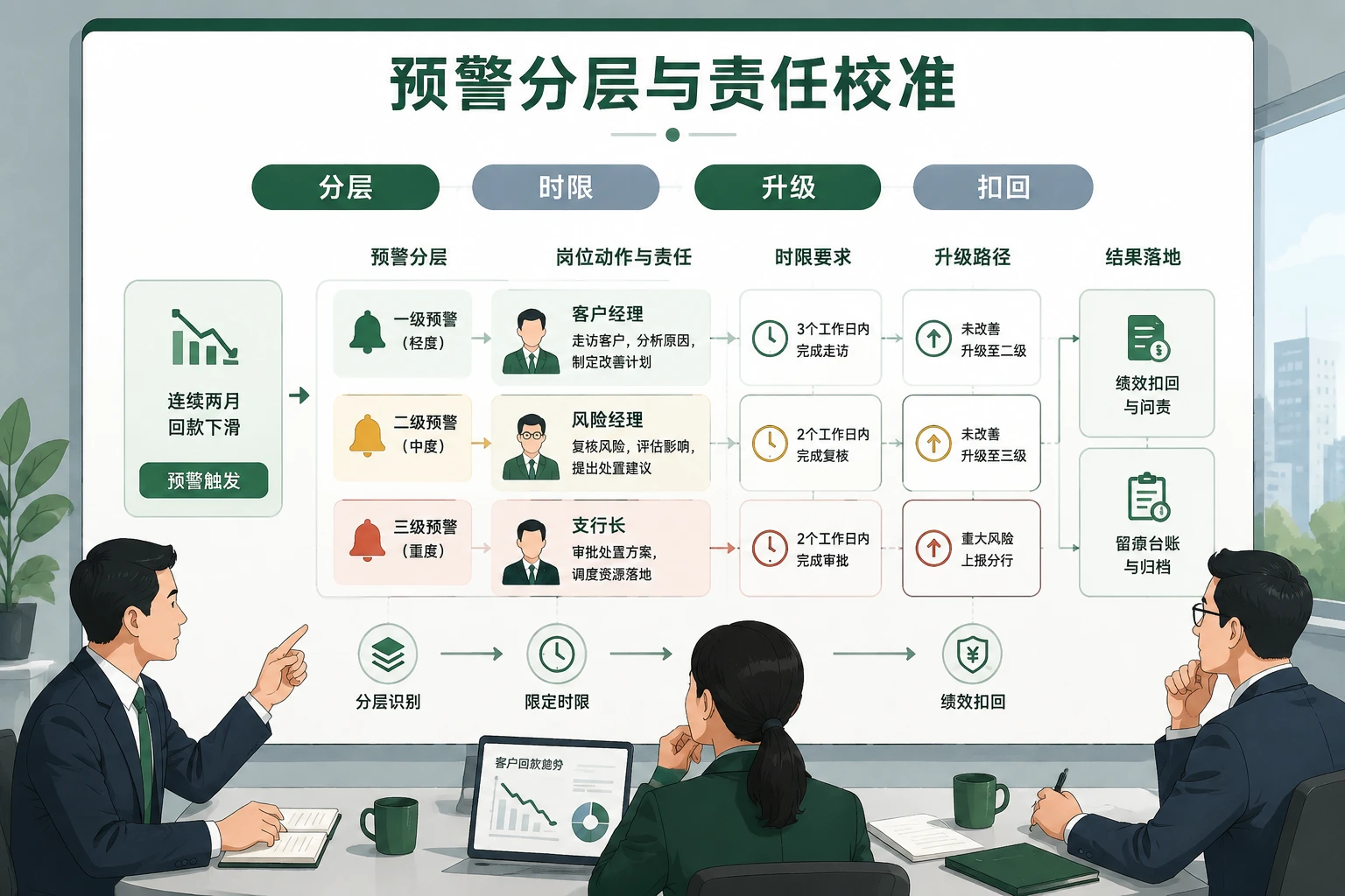 2026年农商行续贷前回款下滑预警下的责任划分与扣回规则