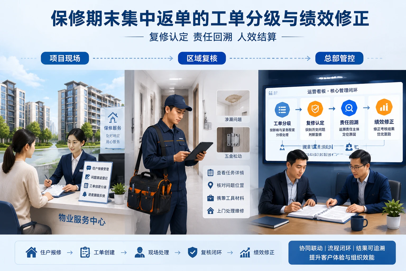 2026年物业项目保修期末集中返单的工单分级与绩效修正机制