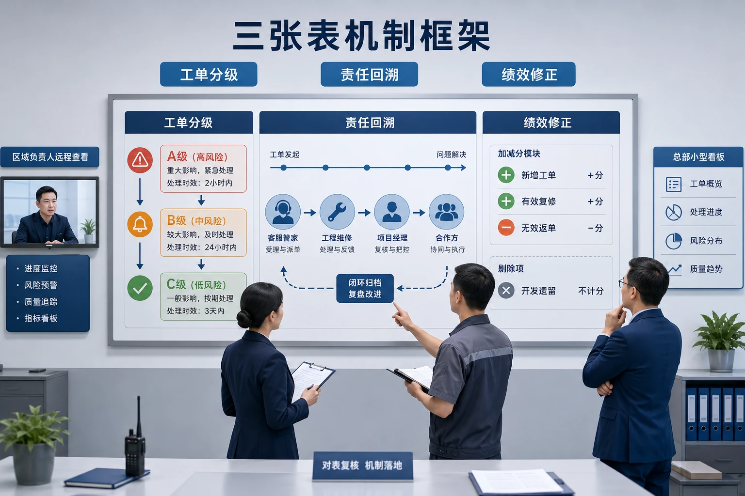 2026年物业项目保修期末集中返单的工单分级与绩效修正机制