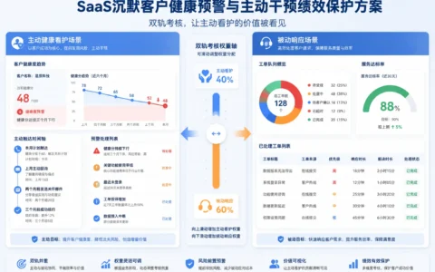 SaaS客户成功团队双轨考核：主动健康看护与被动工单响应权重分配及奖金切分方案