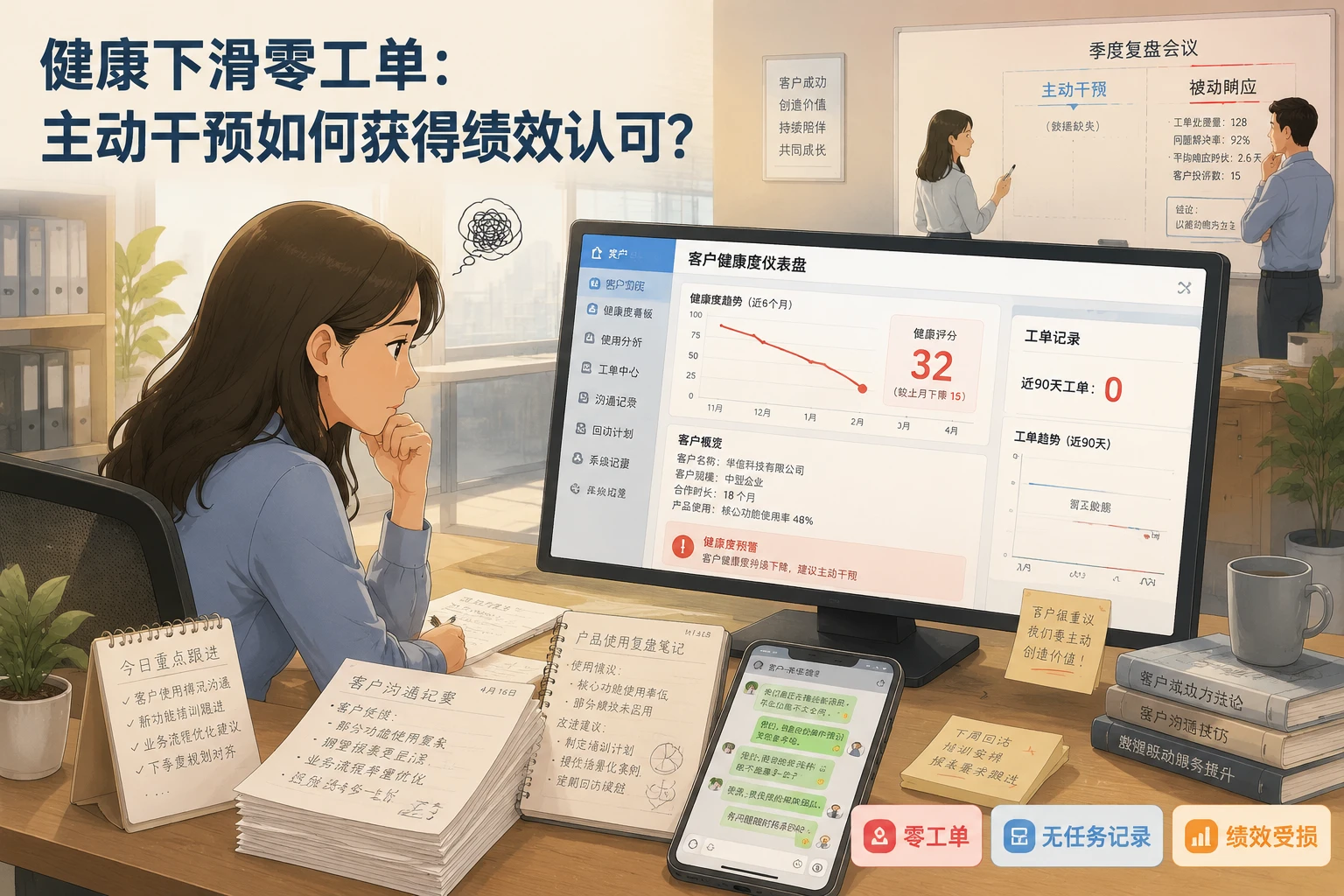 SaaS沉默客户健康下滑时CSM主动干预与绩效保护方案