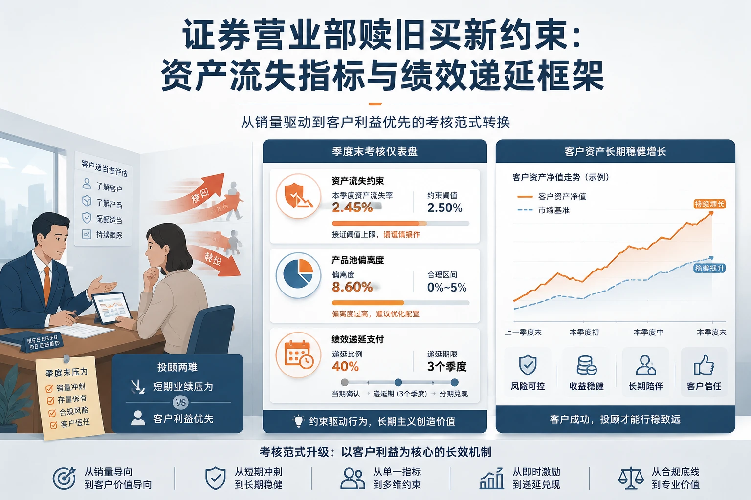 证券营业部赎旧买新约束：资产流失指标与绩效递延框架（2026年版）